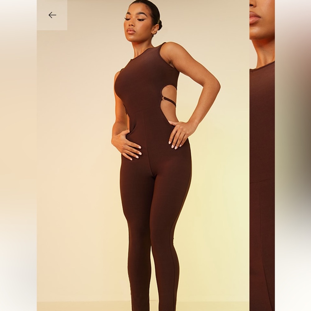 PrettyLittleThing Chocolate Cut-Out Jumpsuit